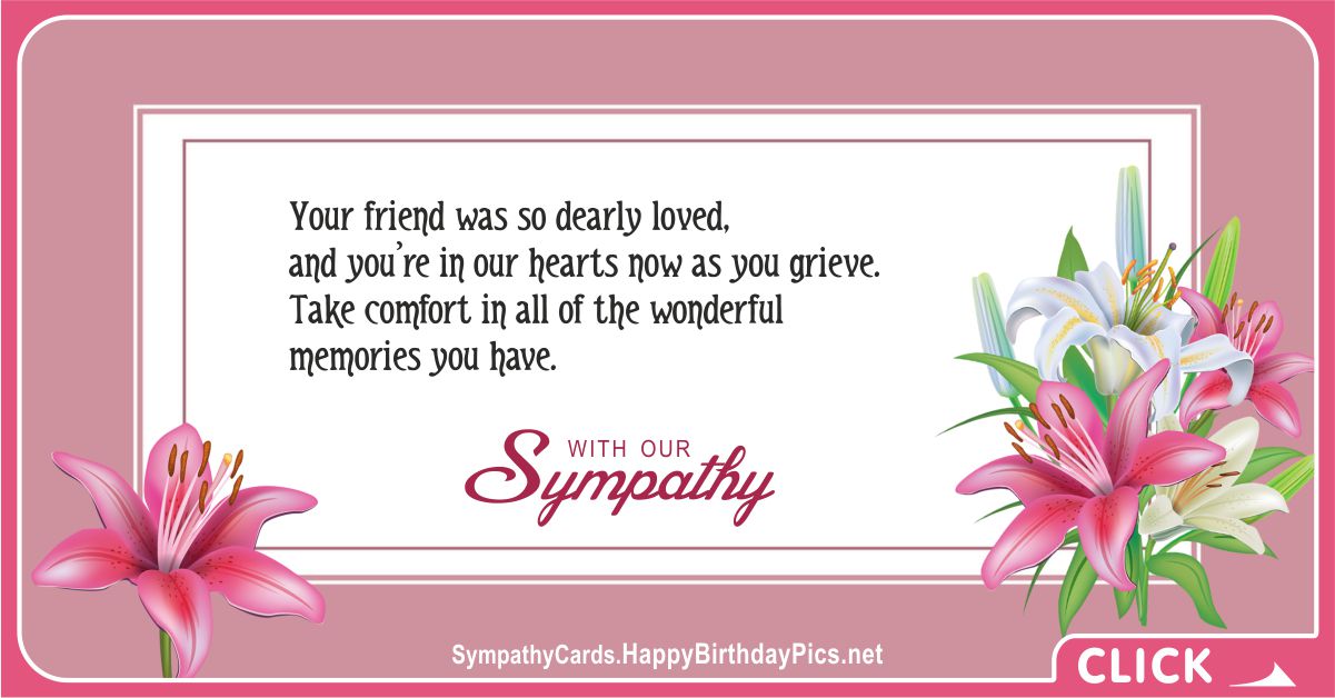 Your Friend was so Dearly Loved - Condolence Message Card Equivalents